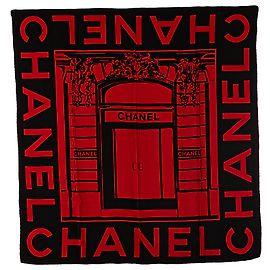 Bufanda de Seda Chanel Puerta Roja de la Rue Cambon Roja
