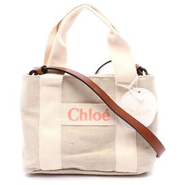 Chloé Chloe Canvas Tote Bag Beige Braun Beige