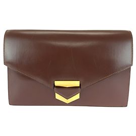 Hermès Hermes Faco Leather Clutch Bag Metallic Bronze