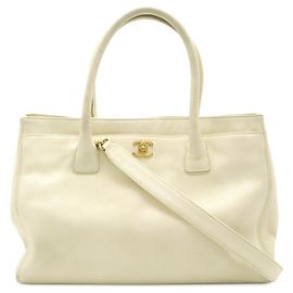 Bolsa Tote da Linha Executiva da Chanel Marrom Bege