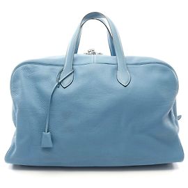 Bolsa Boston de couro Victoria 50 da Hermès Azul
