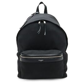Yves Saint Laurent Nylon Canvas Leather Backpack Black