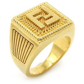 Anello Largo con Logo FF Fendi GP D'oro Metallico