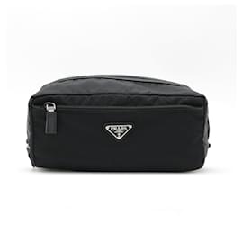 Prada-Prada Nylon Triangle Logo Clutch Bag-Black