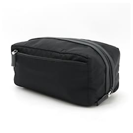 Prada-Prada Nylon Triangle Logo Clutch Bag-Black