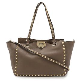 Valentino Garavani Borsa Mini Tote Rockstud Valentino Marrone Marrone
