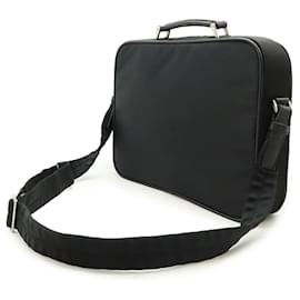 Prada-Prada Nylon Leather Triangle Logo Briefcase-Black