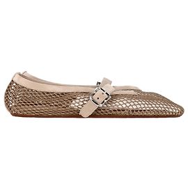 Bailarinas de Ante Beige con Acento de Malla Alaïa Beige
