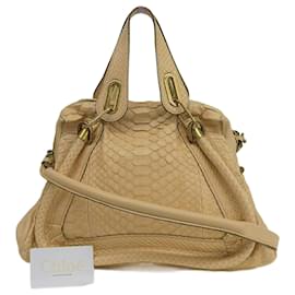 Chloé Chloe Python Leather Paraty Handbag Brown Beige