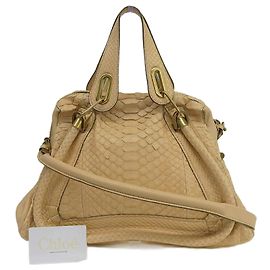 Chloé Borsa Paraty in pelle di pitone Chloe Marrone Beige