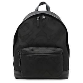Burberry-Burberry TB Logo Nylon Canvas Leather Backpack-Black