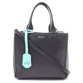 Tiffany & Co Leather Handbag Black/Blue Black