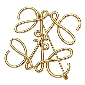 Loewe Anagram Brosche aus vergoldetem Messing Golden