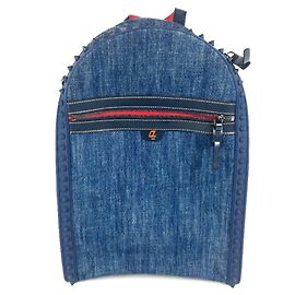 Mochila de denim Christian Louboutin Roja Azul