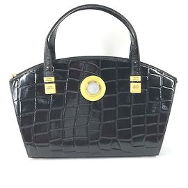 Versace Vintage Embossed Medusa Logo Tote Bag Black