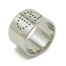 Hermès-Hermes Evelyn H Punched Scarf Ring-Silvery