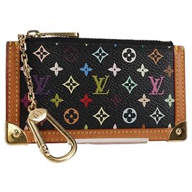 LOUIS VUITTON Multicolor Pochette Cles Coin Purse Black M13664 LV Auth 131839V Black