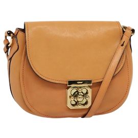 Chloé Chloe Elsie Shoulder Bag Leather Beige Gold Auth BA4046 Beige Golden
