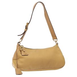 Borsa a Spalla PRADA Nylon Beige Oro Auth 131423 Beige D'oro