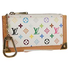 LOUIS VUITTON Pochette Cles Portamonete Multicolore Bianco M92655 LV Auth 131840V Bianco