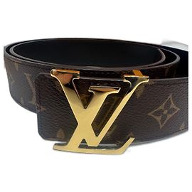 Cinturón Louis Vuitton de cuero marrón claro y oscuro Marrón claro Marrón oscuro