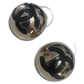 Boucles d'oreilles Chanel métal noir et doré Noir Doré