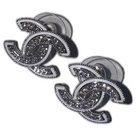 Chanel Silver Earrings Silvery