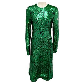 Robe de cocktail à manches longues en sequins jade de Prabal Gurung Vert