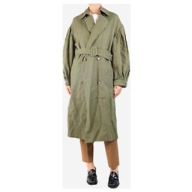 Autre Marque Grüner schwerer Leinen-Trenchcoat - Größe S Grün