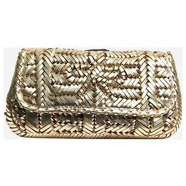Anya Hindmarch Bolsa clutch tecida em ouro Dourado