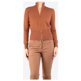 Loro Piana Cardigan zippé en cachemire marron - taille UK 12 Marron