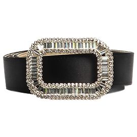 Roger Vivier Cinto de cetim preto com fivela adornada com joias Preto