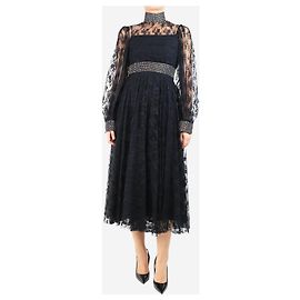 Christopher Kane Robe en dentelle florale noire ornée - taille UK 8 Noir