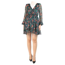 The Kooples Vestido mini negro con estampado floral - talla UK 10 Negro