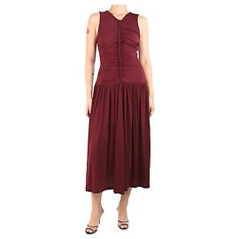 Ulla Johnson Bordeaux Flora gerafftes Midikleid - Größe S Bordeaux