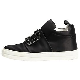 Roger Vivier Baskets en satin noir avec boucle ornée de bijoux - taille EU 37 Noir