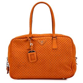 Prada Orange Scamosciato Perforé Bauletto Orange