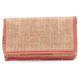 Stella Mc Cartney Braune Raffia Falabella Clutch mit Umklappfunktion von Stella McCartney Braun Beige
