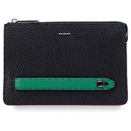 Fendi Black Leather Selleria Clutch Black