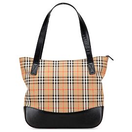 Sac cabas Burberry Beige Haymarket Check Canvas Beige