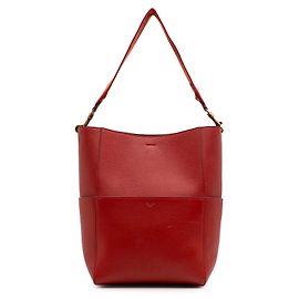 Céline Celine Rote Mittelgroße Leder Eimer Tasche mit Schultergurt Rot