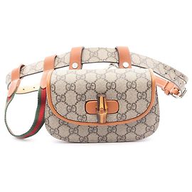 Belt bag Gucci Mini GG Supreme Web Bamboo 1947 marrone Marrone Beige