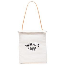 Sac de toile Aline Grooming GM Hermès marron Marron Beige