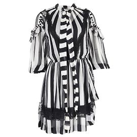 Abito Midi Striato in Seta Nera Givenchy Altro