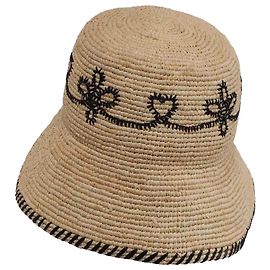 Chloé Embroidered Hat in Beige Straw Beige