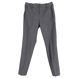 Pantalones de pierna recta en lana gris Brunello Cucinelli Gris