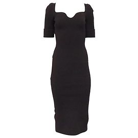 Vestido midi ajustado em malha canelada Khaite em viscose marrom escuro Marrom