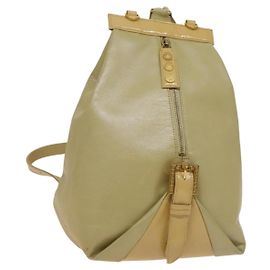 VERSACE Backpack Leather Beige Gold Auth bs27362 Beige Golden