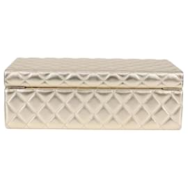 Chanel-CHANEL Matelasse Jewelry Case Jewelry Box Lamb Skin Gold CC Auth 129974SM-Golden
