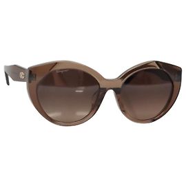 Óculos de sol Salvatore Ferragamo Gancini de plástico marrom Auth BA4246 Marrom